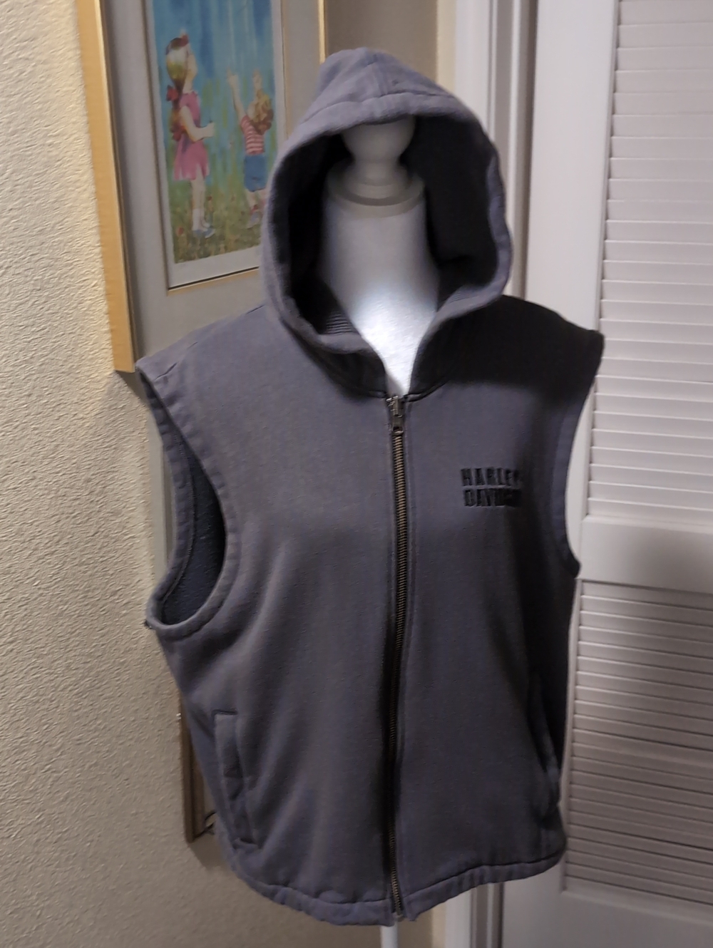 Harley-Davidson Hooded Sleeveless Zip Vest - Gray